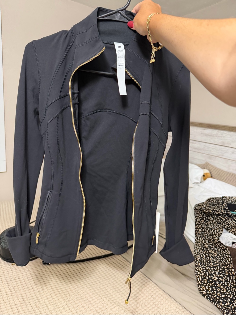 lululemon athletica Black Zip-Up Utility Jacket with Gold Hardware